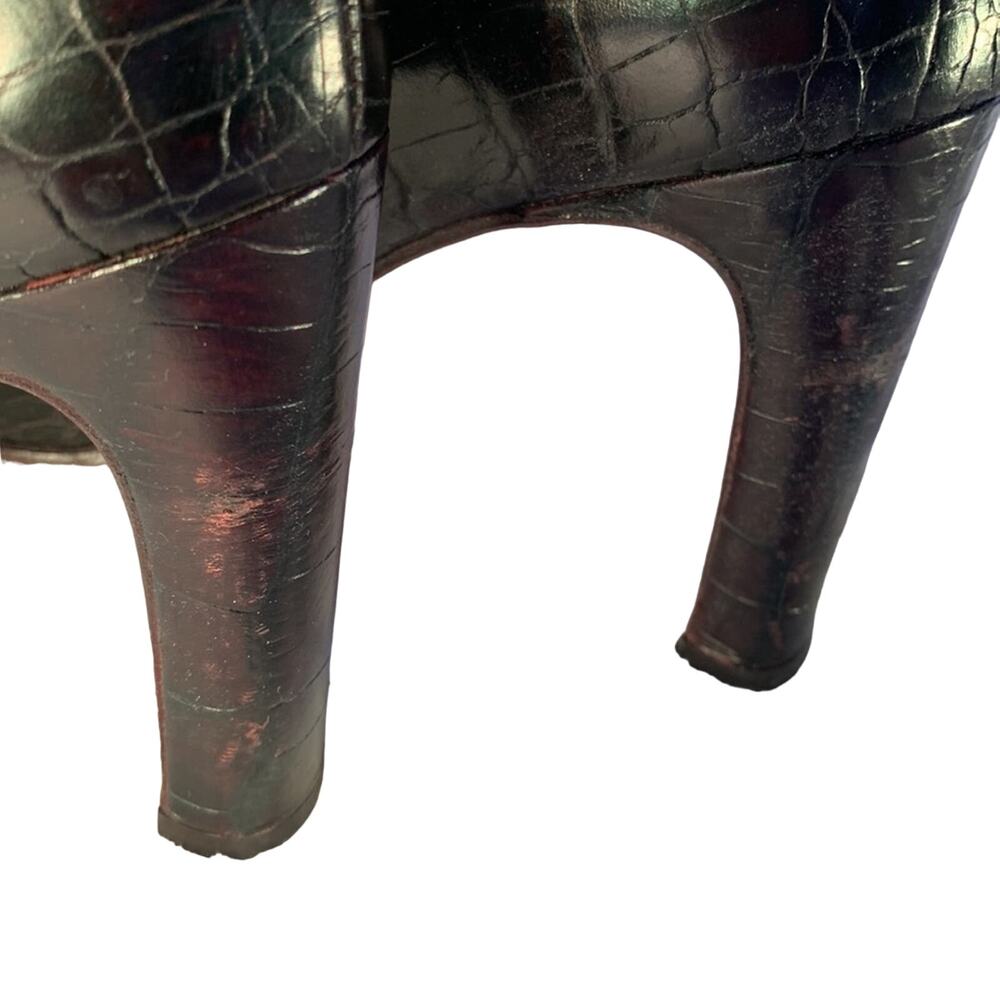 Ann Taylor Dark Brown Print Calf Pumps 8 - Picture 7 of 14